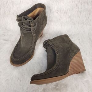Lucky Brand Ysabel Wedge Lace Up Ankle Booties Size 5.5